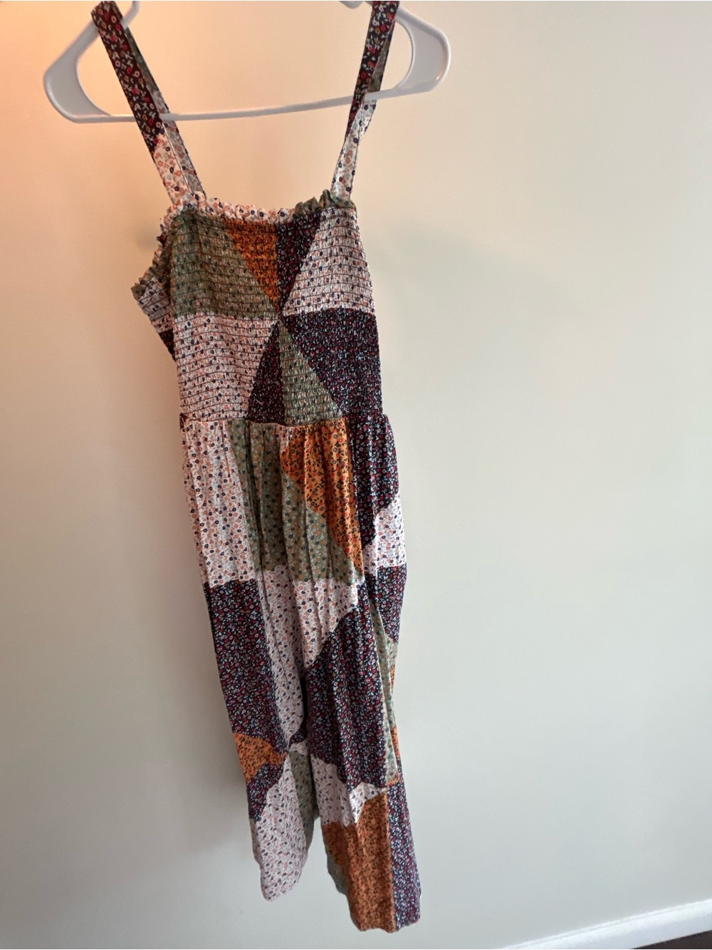 Universal Thread Patchwork Midi Dress in Cream, Green, Purple, Orange